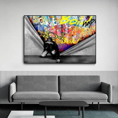 Banksy Graffiti Wall Art Pop Street Art Abstract Colorful Canvas Print Posters Home Decor Graffiti Decor for Living Room Decor