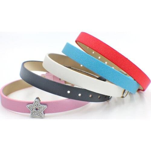 1pc 210mm*8mm Scrub PU Leather Wristband can put any 8mm letters charms on fit slide charms as gift