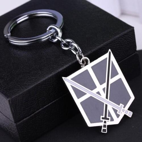 Anime Attack on Titans Trainee Squad Key Chain Alloy Keychain Accessories Heart Pendant Key Ring Charms Keychains for Ladies