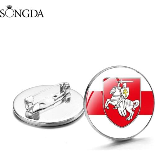 Retro Republic of Belarus National Emblem Brooches Pin White Knight Art Photo Cartoon Badges Lapel Pins Badge For Denim Clothes