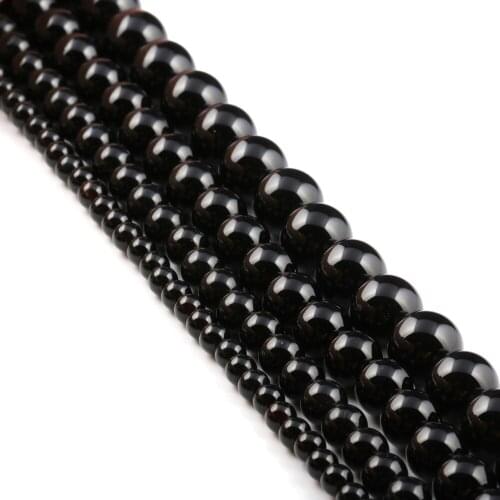 Natural Stone Beads Round Black Onyx Bead Loose Spacer Exquisite Beaded for Jewelry Making DIY Bracelet Necklaces Accessories