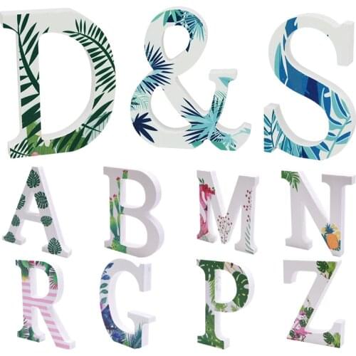 10cm PVC Wooden English Letters Artificial Flower Flamingo Pattern 3D Letter Alphabet Word Name For DIY Wedding Party Home Decor