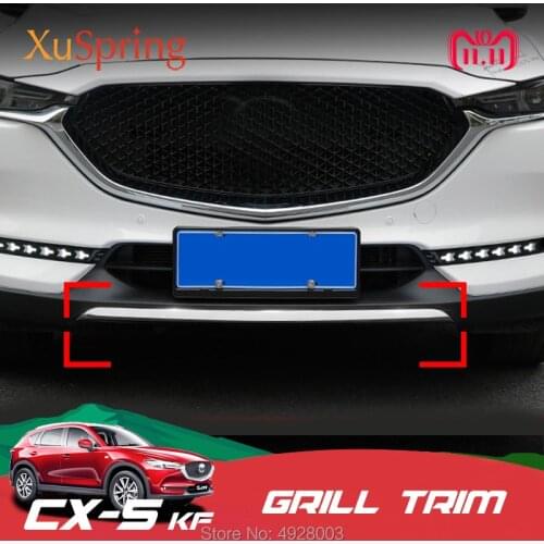 For Mazda CX5 CX-5 2017 2018 2019 KF car exterior front bottom lip bumper grille garnish cover strip trim Chromium Styling