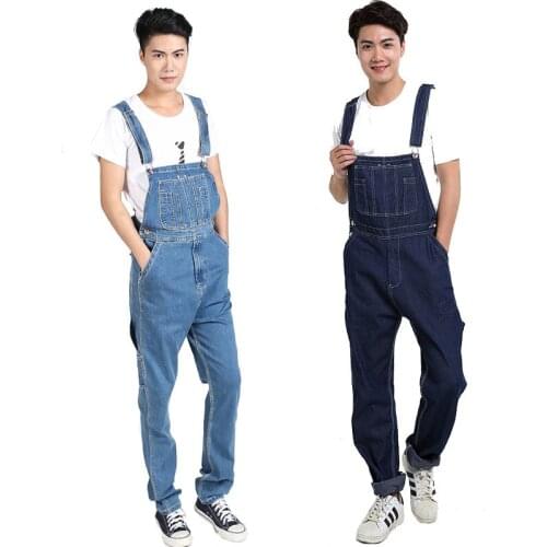 Mens Denim Overalls Mens Overalls Jumpsuit Large size 28-44 46 48 50 strap Straight pants Blue jeans Jeans For Men