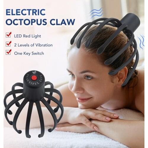 USB Electric Octopus Claw Scalp Massager Stress Relief Therapeutic Head Scratcher Stress Relief and Hair Stimulation Hands-Free