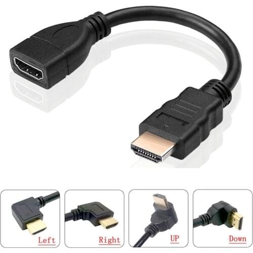 Cable HDMI-compatible to HDTV Female Adapter Mini Micro HD 90 Degree Right Angle UP&Down&Left Male to HD AF Extension Cord