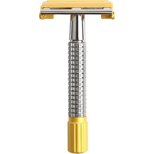 Classic Double Edge Safety Razor Bass Grid Short Handle Butterfly Open Manual Shaver Kit