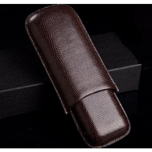 COHIBA Leather 2 Tube Wooden Cigar Case/Holder Travel Humidor-Great Gift