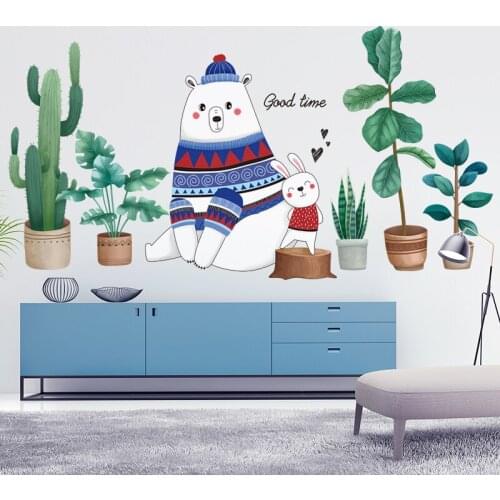 Creative Nordic 3D Plants Wall Stickers Living Room Sofa Backdrop Wall Decoration Warm Bedroom Decor Decals for Furniture