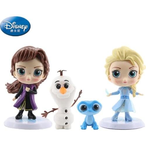 Disney Q version 4pcs/set models frozen 2 Princess Elsa Anna doll Xuebao baking cake decorations childrens toys birthday gift