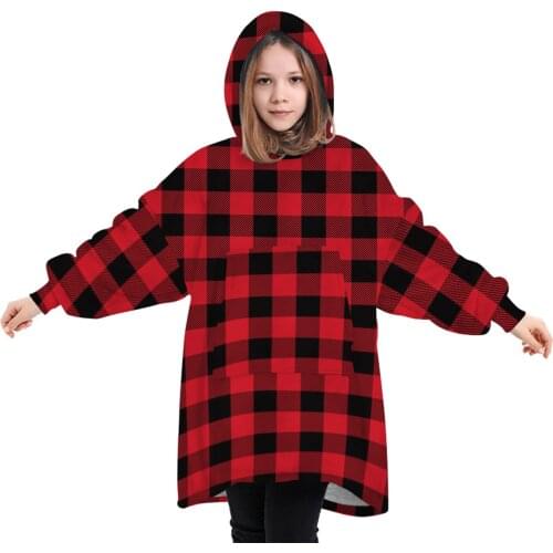 Boys and Girls Mink Fleece Jacket Round Collar Long Sleeve Coat Warm Home Midi Hoodie 7-13Years