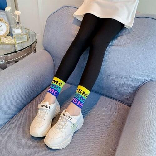 New Spring Summer Fashion Girls Leggings Kids Gray Black Pants Teen Girls Tights Trousers Mid Waist Full Length Pants 6 8 10 12Y