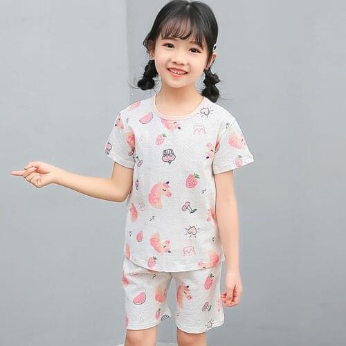 2021 Summer Girls Unicorn Clothing Sets Boys Dinosaur Cars Sleepwear Baby Cartoon Pajamas Set Kids Homewear Children Pyjamas