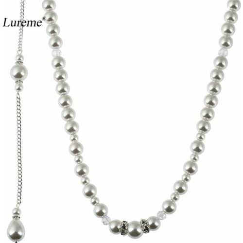Lureme Fashion Simulated Pearl Back Drop Necklace Back Necklace for Wedding Bridals (nl005534)