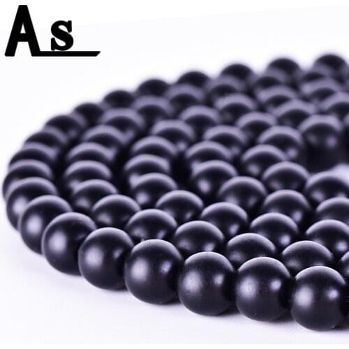 Asingeloo Dull Polish Glass Beads for Jewelry Making Diy Wholesale Lots Bulk Round Shape Black Blue Yellow Quartz
