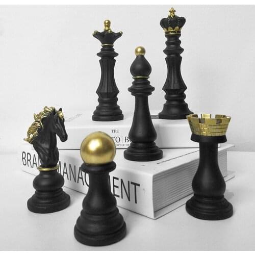 International Chess Figurines Statue Sculpture Resin Black White Chess Home Decor Modern Ornaments Desktop Decoration Crafts