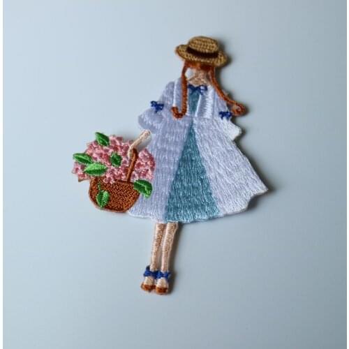 Fashion ironing girl embroidery patches iron on embroidered parches appliques for clothing parches para la ropa