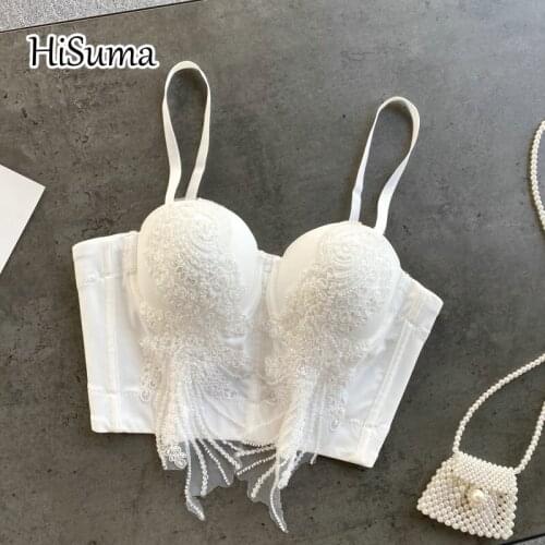 2021 summer new womens Retro Embroidered beading Tube top bra one piece belt pad wireless tube top female underwear Corset tops