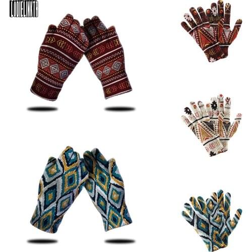 New Bohemian Style Knitted Gloves Adult Touch Screen Mittens Men Women Casual Sports Working Gloves Protective Skiing Gloves