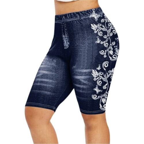 New Fashion Denim Jeans Short For Women 2021 Casual Elastic Mid Waist Print Streetwear Denim Shorts pantalones cortos de mujer