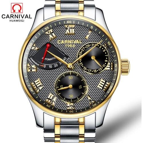New Switzerland Carnival Brand Luxury Automatic Mechanical Men Watches Sapphire Energy Shows Multi-function Dial clock C8773G-4
