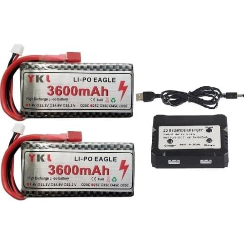 Upgrade 7200mAh 7.4V 3600mAh RC Lipo Battery Charger Sets For Wltoys 12428 12423 RC Car feiyue 03 Q39 parts 2s 7.4V Car Battery