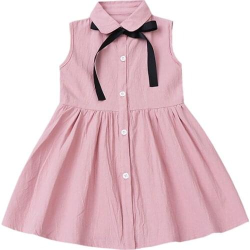 3 4 5 6 7 8 9 Years Girls Dress Fashion Turn-down Collar Sleeveless Beautiful Princess Dresses Kids Clothing Costume Summer 2019
