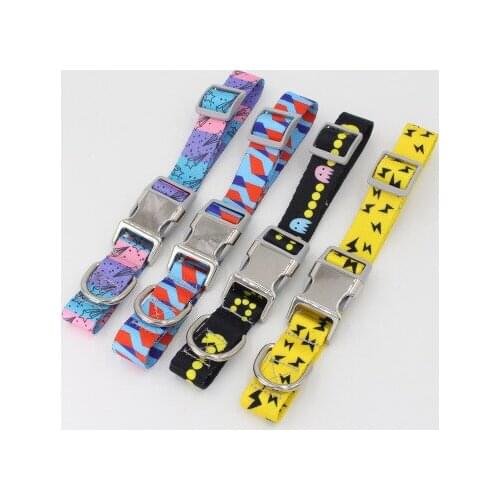 EXCELLENT ELITE SPANKER Dog Collar Metal Buckle Collar Nylon Pet Dogs Collars Printed Ribbon Pet Dog Collars