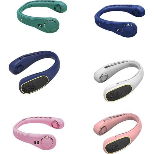Wearable Portable USB Powered Neck Silent Fan 3 Speed 4000mAh Battery Operated Air Cooler for Home Office