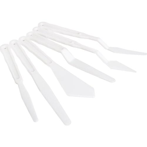 6PCS/Set Plastic Painting Knife Spatula Palette Knife Oil Painting Accessories Color Mixing for Oil, Canvas, Acrylic Painting