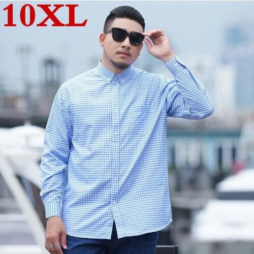 Big plus size 10XL 9XL 8XL 7XL 6XL Casual Men Shirts loose Fit Male Social Shirts Brand Long Sleeve Business Shirt Men Clothes