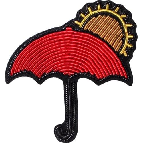 Hand made gold embroidery badges Creative parasol badge High-end clothes, hats pins for backpacks