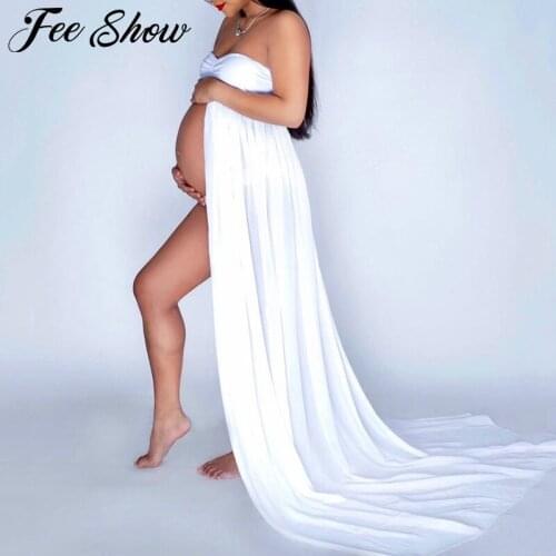 Maternity Sexy Photography Prop Chiffon Dress Pregnancy Gown Shooting Photo Summer Pregnant Women Off Shoulder Dress Plus Size