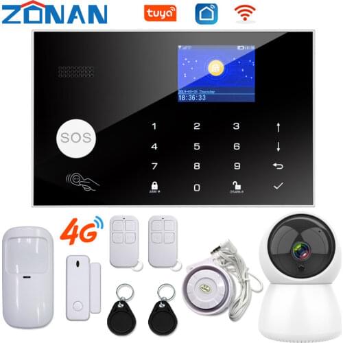 4G WIFi Gsm alarm security system With IP camera alexa compatible smart home Wireless safety alarm kit Ios Andriod Apps Control