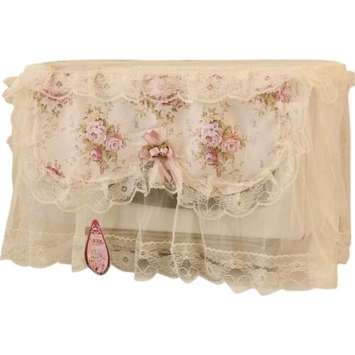 Cloth Microwave Oven Cover Flower Decorative Dust-proof Hood Kitchen Accessories for Home (Colorful)