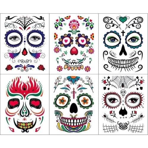 Temporary Tattoos Stickers Horror Funny Clown Face Sticker Halloween Party Masquerade Cosplay Sticker Stage Performance Role Pla