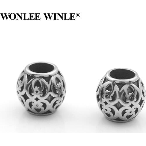 Wonlee Winle Stainless Steel 4mm Big Hole Punk Knot Beads Charm For Bracelet Jewelry Making DIY Men&Women String Bracelets