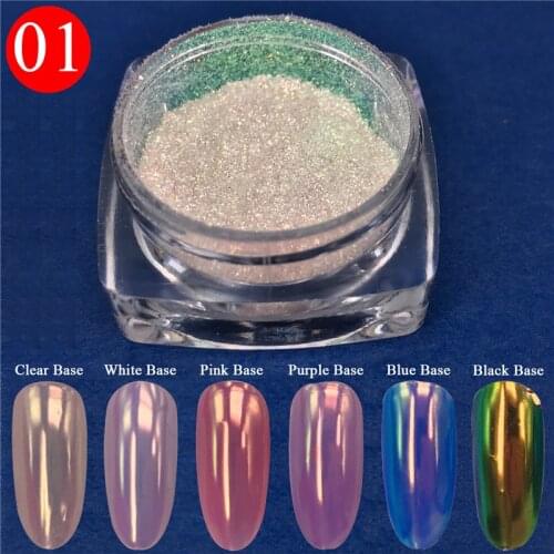 1Pc Unicorn Mermaid Chrome Nail Powder Aurora Iridescent Mica Powder Magic Mirror Holographic Pigment Dust For Acrylic Nails