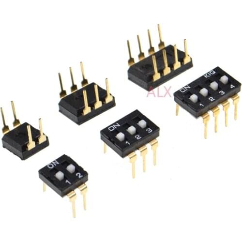10PCS BLACK Gold 1/2/3/4/5/6/8/10 Position bit DIP TOGGLE switch doule Row PITCH 2.54MM Slide Switches KI-01/02/03/04/05/06/08