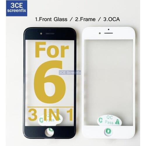 10Pcs Top Quality Front Outer Glass Middle Frame Bezel Laminate OCA For iPhone 6 3 in 1 2 in 1 Front Glass Frame OCA