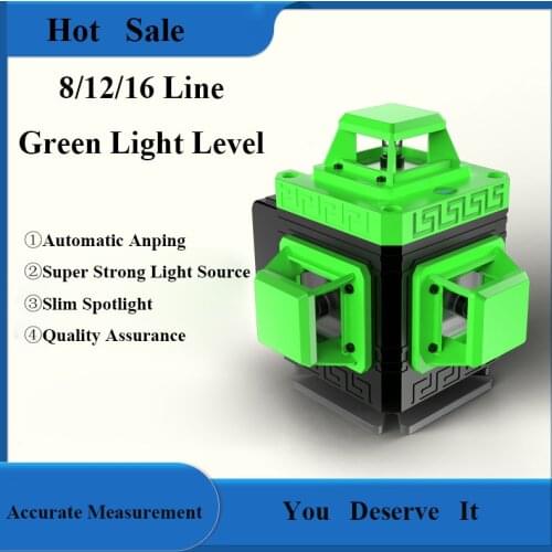 Portable Light Adjustable 8/12/16 Line Wall Floor Dual Purpose High Precision Automatic Leveling Blue/Green Light Laser Level