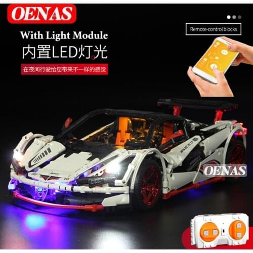 13067 High-Tech RC APP Control MOC-3918 Roadster Super Sports Racing Car Large Model Building Blocks Toys Gift For Children Boys