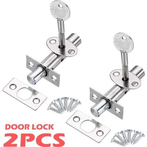 2 Set New Security Door Bolts With Fitting & Star Key Secure Strong Dead Lock Stainless Steel Invisible Latches Bolts