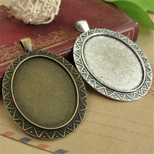 20Pcs/lot Fashion Oval Cabochon Base 40*30MM Big Pendant Base for Necklace Making Jewelry Accessories