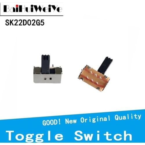 20Pcs/Lot SK22D02 Handle Length 5mm Toggle Switch SK-22D02 6 Pin 2P2T Horizontal Double Slide Switch