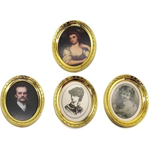 4pcs Mini Small Picture Frame for 1/12 Dollhouse Bedroom Miniature Furniture
