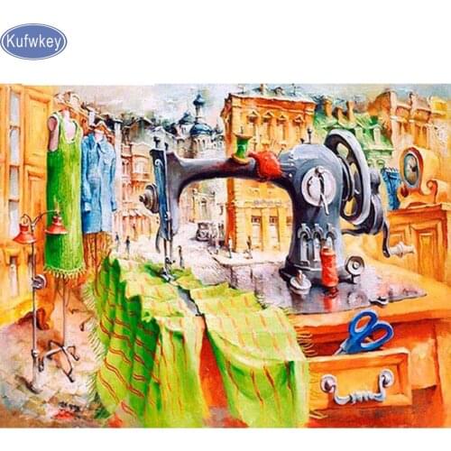 5d Diamond Painting Sewing Machine Full Diamond Embroidery Pattern Rhinestones Decor Needlework DIY Diamond Mosaic Kit 30x40