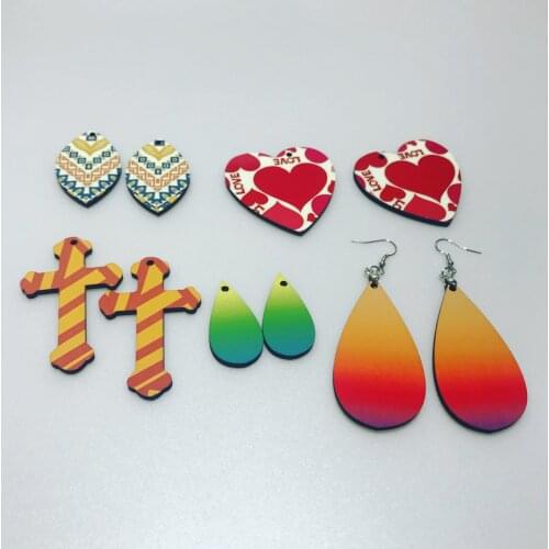 Free Shipping 30 pairs/lot Sublimation women blank MDF consumables Earring Both Sides can print custom photo wholesales DIY gift