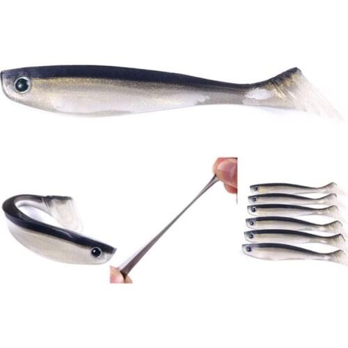 BK 6pcs Fishing Lures Jointed Soft Artificial Bait For Fishing Tackle Lure Soft Lure Two-color Black Back Soft Lure 10cm-5.3g