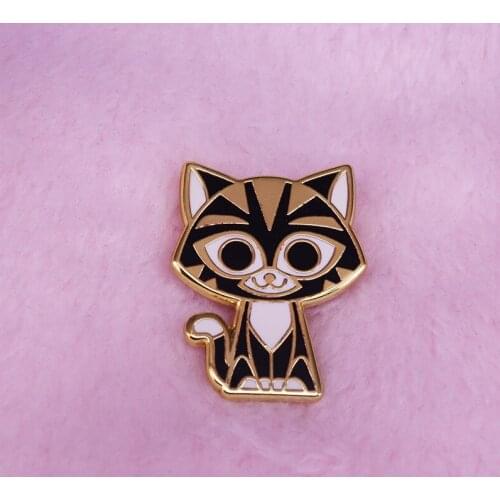 Black gold cat pin chic tattoo art gift